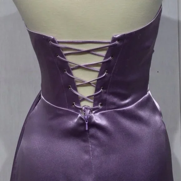 NEW LONG OFF THE SHOULDER STRAPLESS SATIN DRESS WITH STRUCTURAL CORSET CD294 - Picture 8 of 10